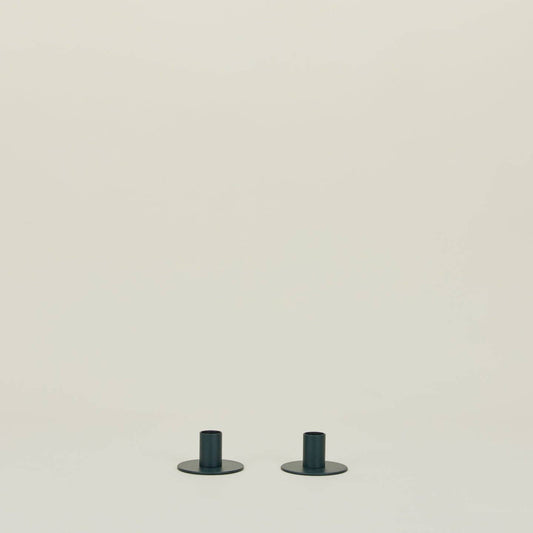 ESSENTIAL METAL CANDLE HOLDERS, SET OF 2 - PEACOCK