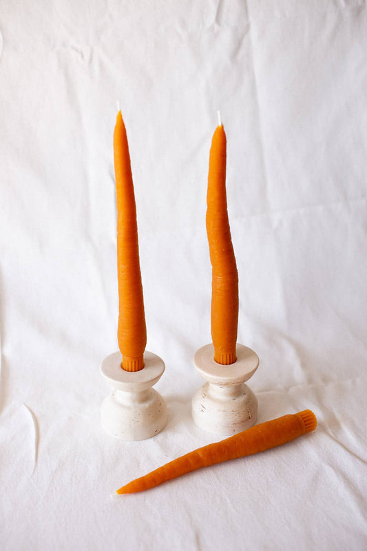 Carrot Beeswax Candles Taper Pair