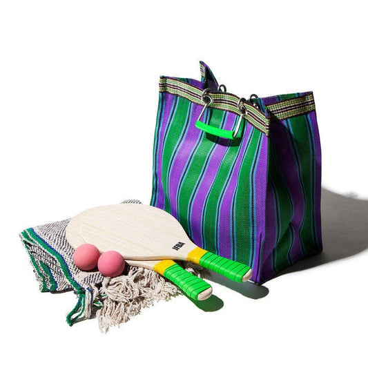 Striped Bag: Green & Purple