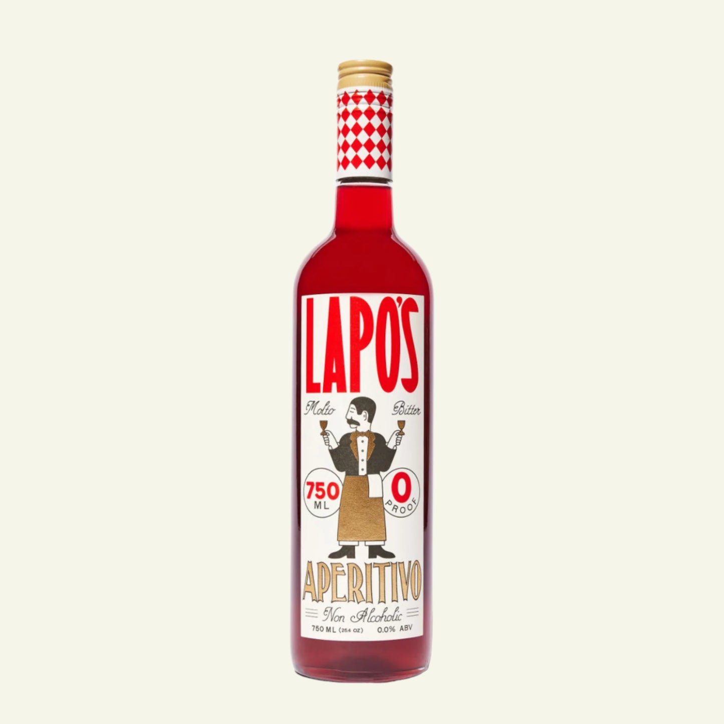 Bottle of LaPos aperitivo on a white background