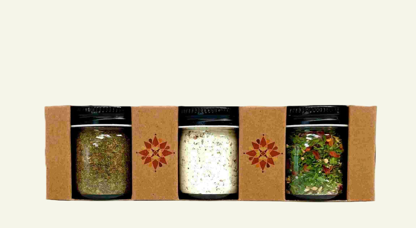 Three jars of pastabilities in a cardboard box with 'Pastabilities' branding.