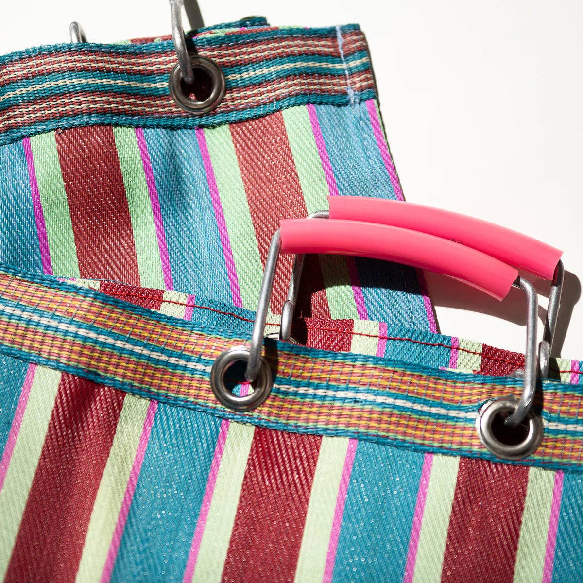 Puebco Striped Bag (small): Green & Pink
