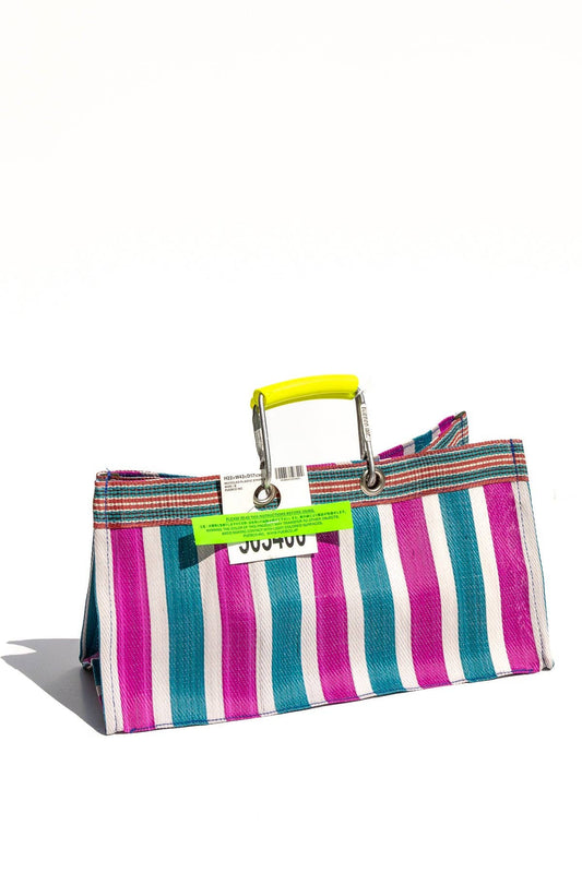 Puebco Striped Bag (small): Green & Pink
