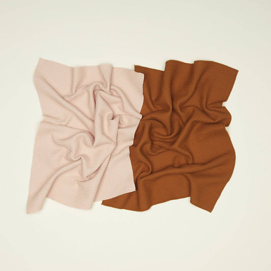 Essential Waffle Dish Towels: Blush & Terracotta