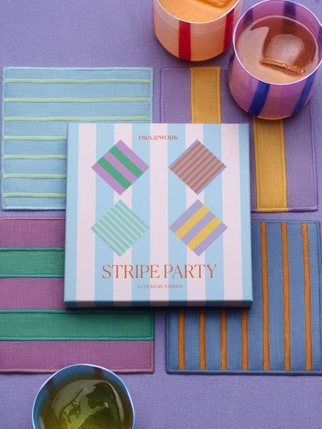 Stripe Party Cocktail Napkins - Set of 4
