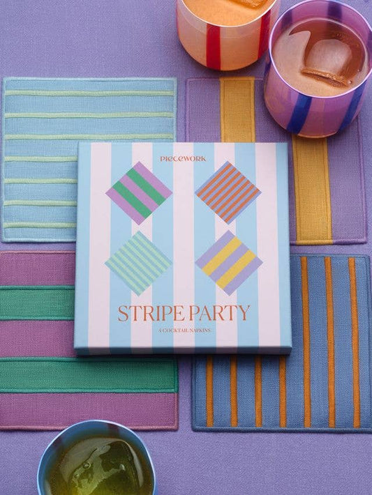 Stripe Party Cocktail Napkins - Set of 4