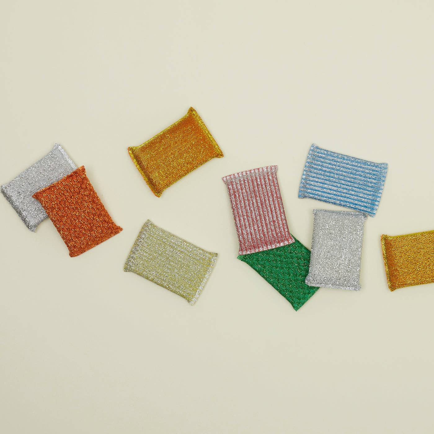 Lurex Sponge - Set of 3 - Blue/Gold/Silver