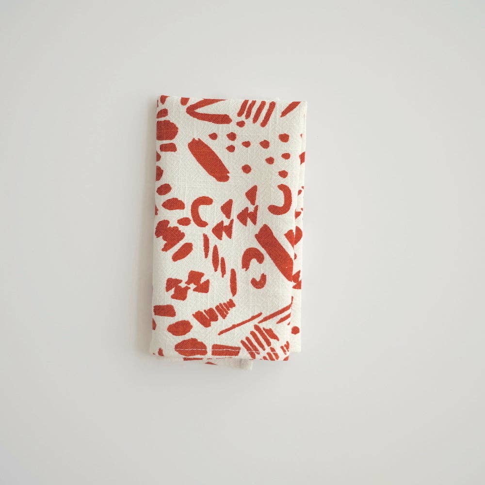 Textured Napkins - Dashes & Moons - Brick