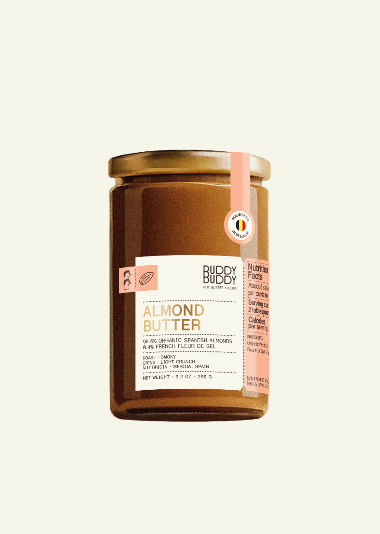 Jar of Biddy Murphy Almond Butter on a white background
