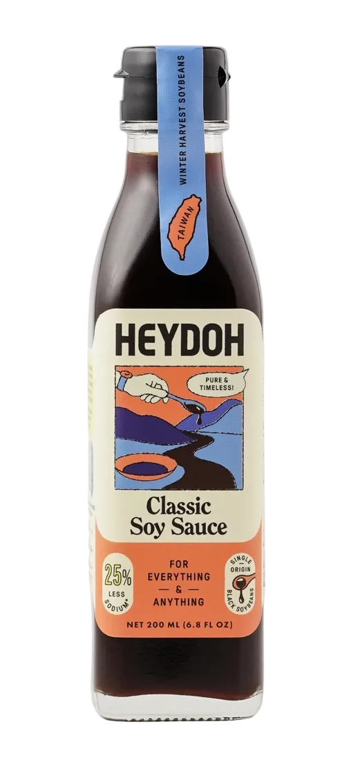 Bottle of Heydoh Classic Soy Sauce on a white background