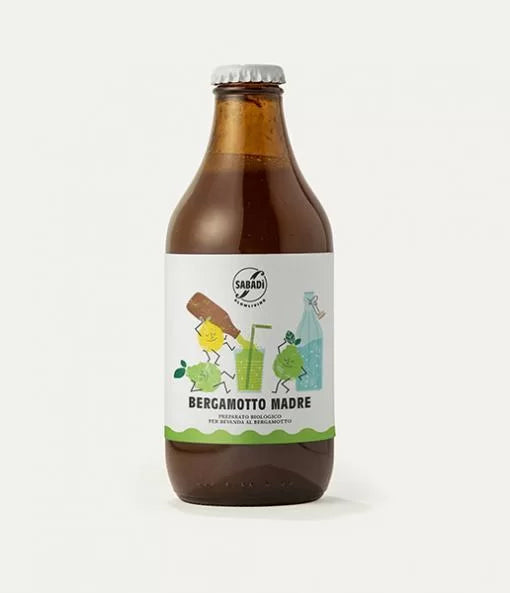 Brown bottle with a label on a white background