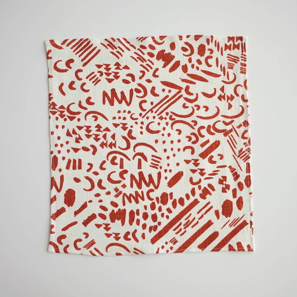 Textured Napkins - Dashes & Moons - Brick