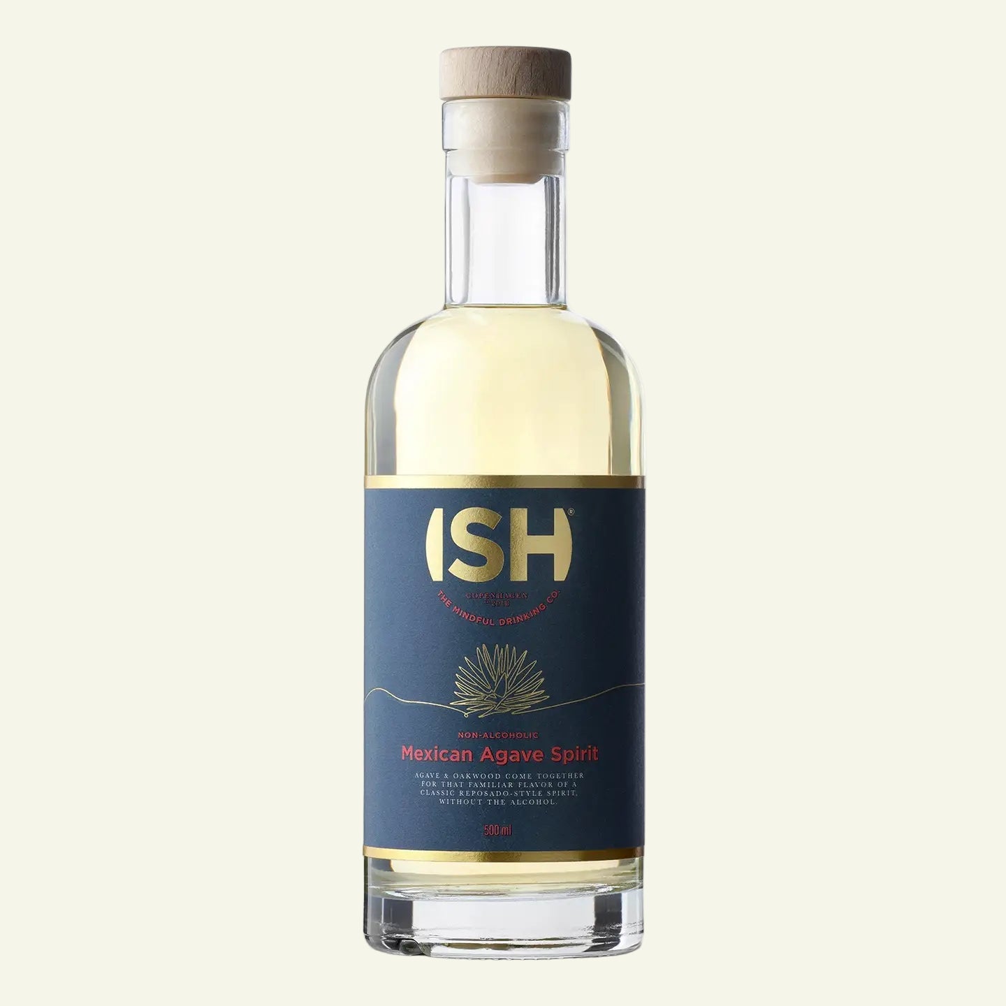 Bottle of ISH Mexican Agave Spirit on a white background